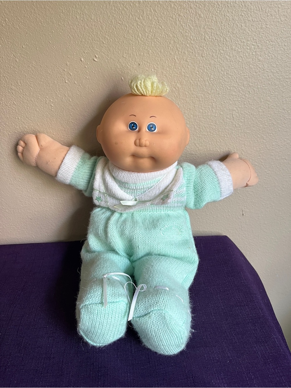 Vintage COLECO 1985 Preemie CABBAGE PATCH KIDS Boy Blonde Hair Blue Eyes
